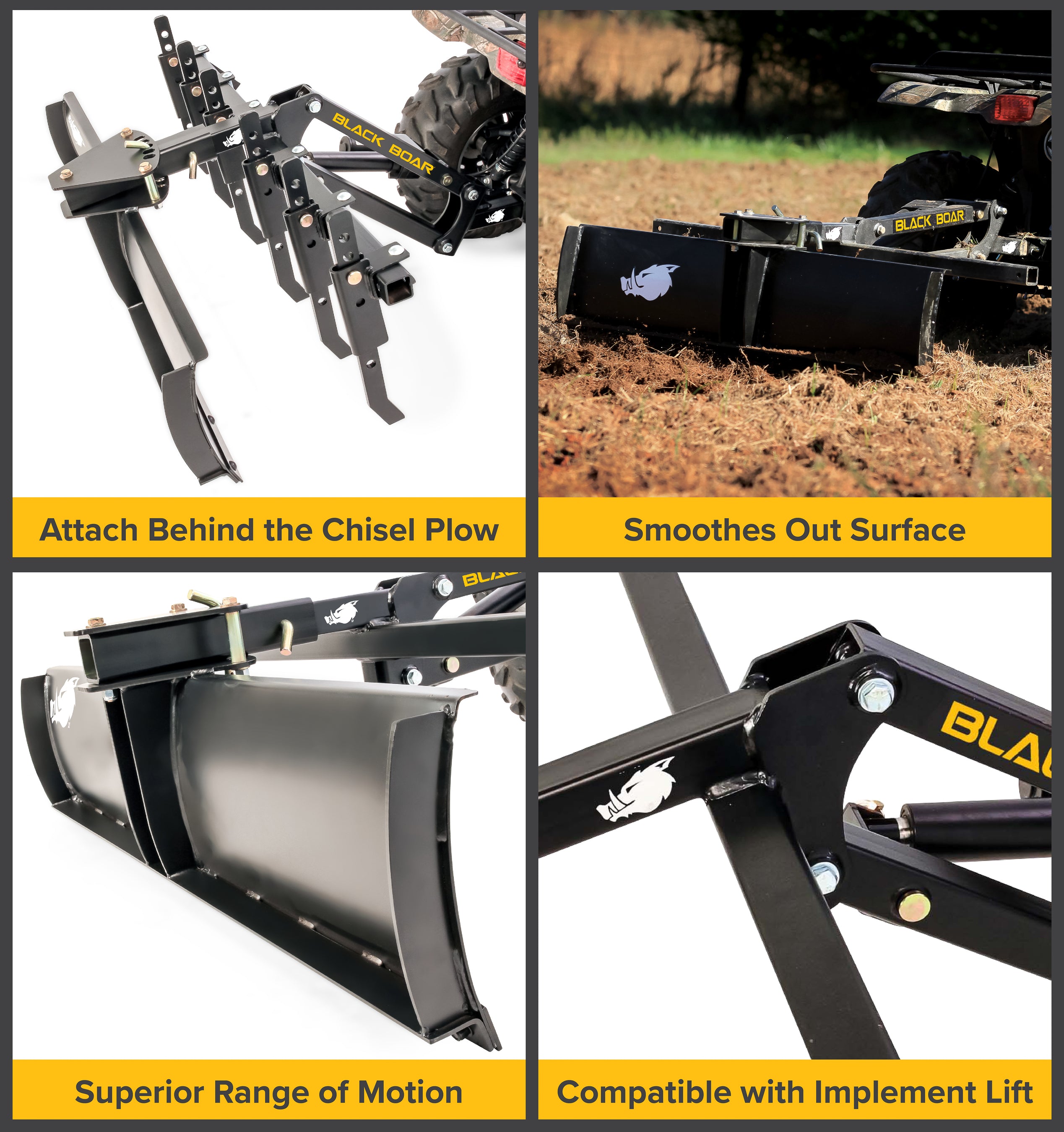 Black Boar ATV / UTV Scrape Blade Implement - Black Boar ATV