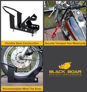 Black Boar Motorcycle Wheel Chock with Handlebar Straps - Black Boar ATV