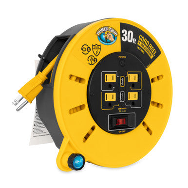 Power Grip Extension Cord Reel with USB Charging Port