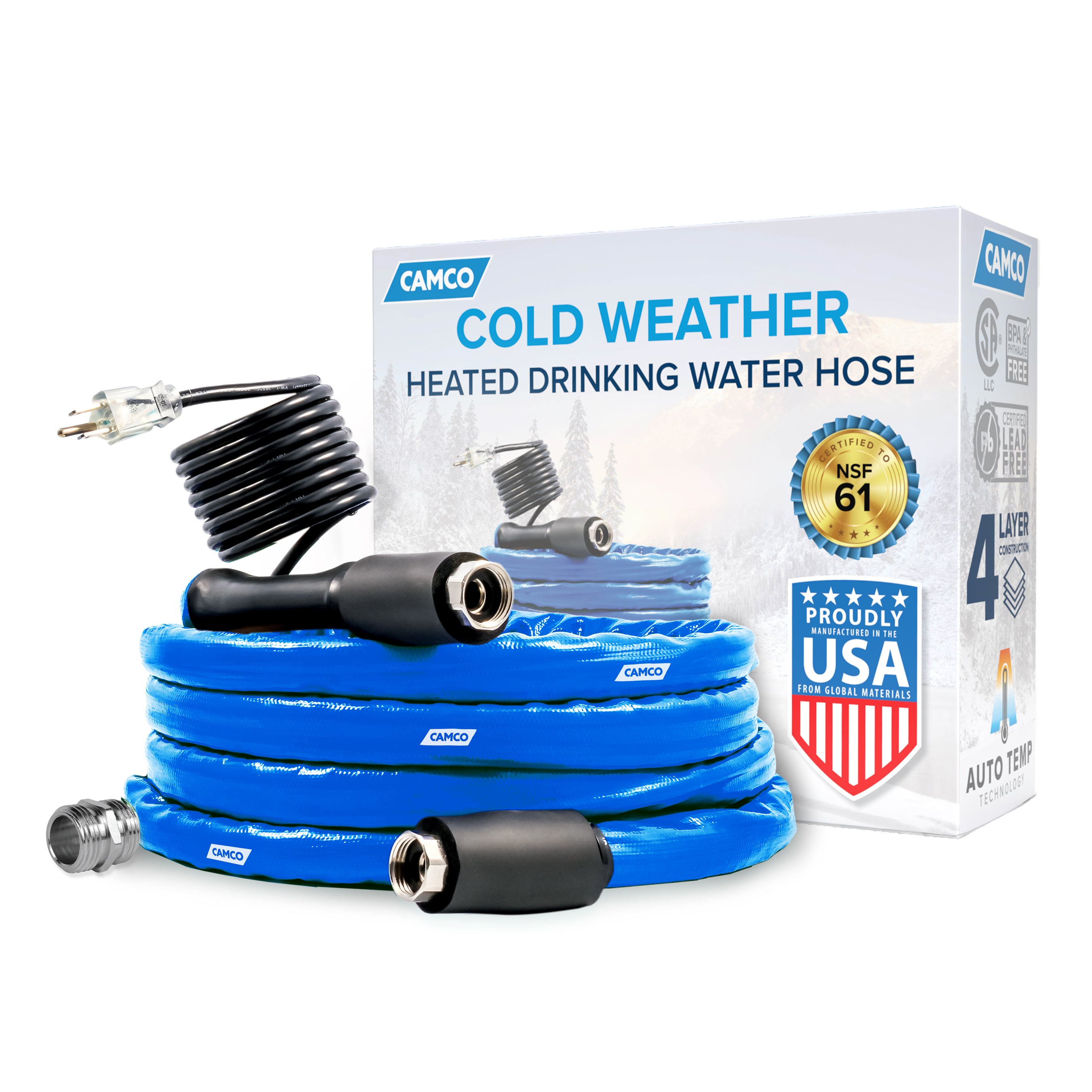 Camco Heated Drinking Water Hose, -20° F, 12-Foot, 5/8-Inch ID