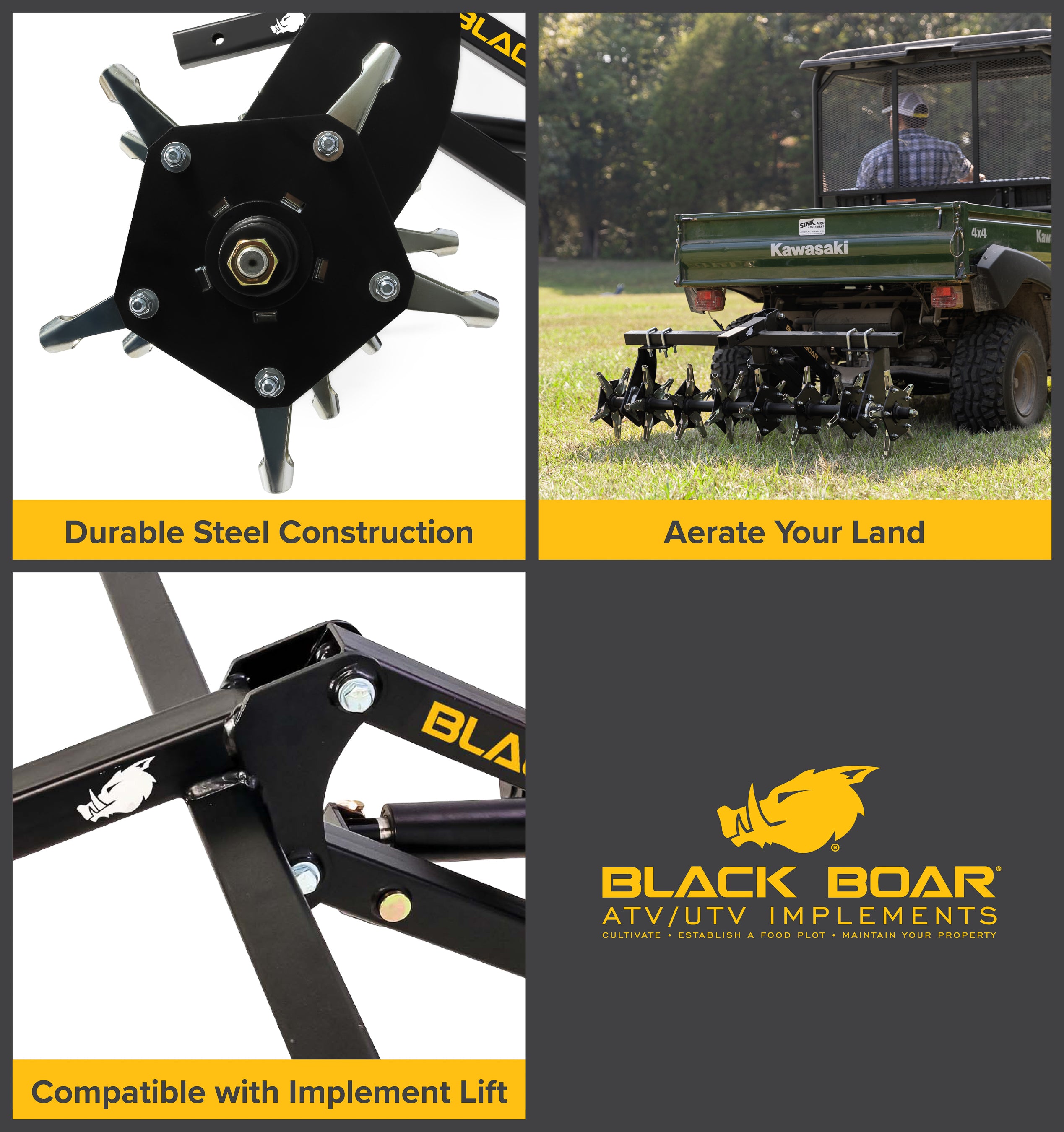 Black Boar ATV / UTV Aerator Implement - Black Boar ATV