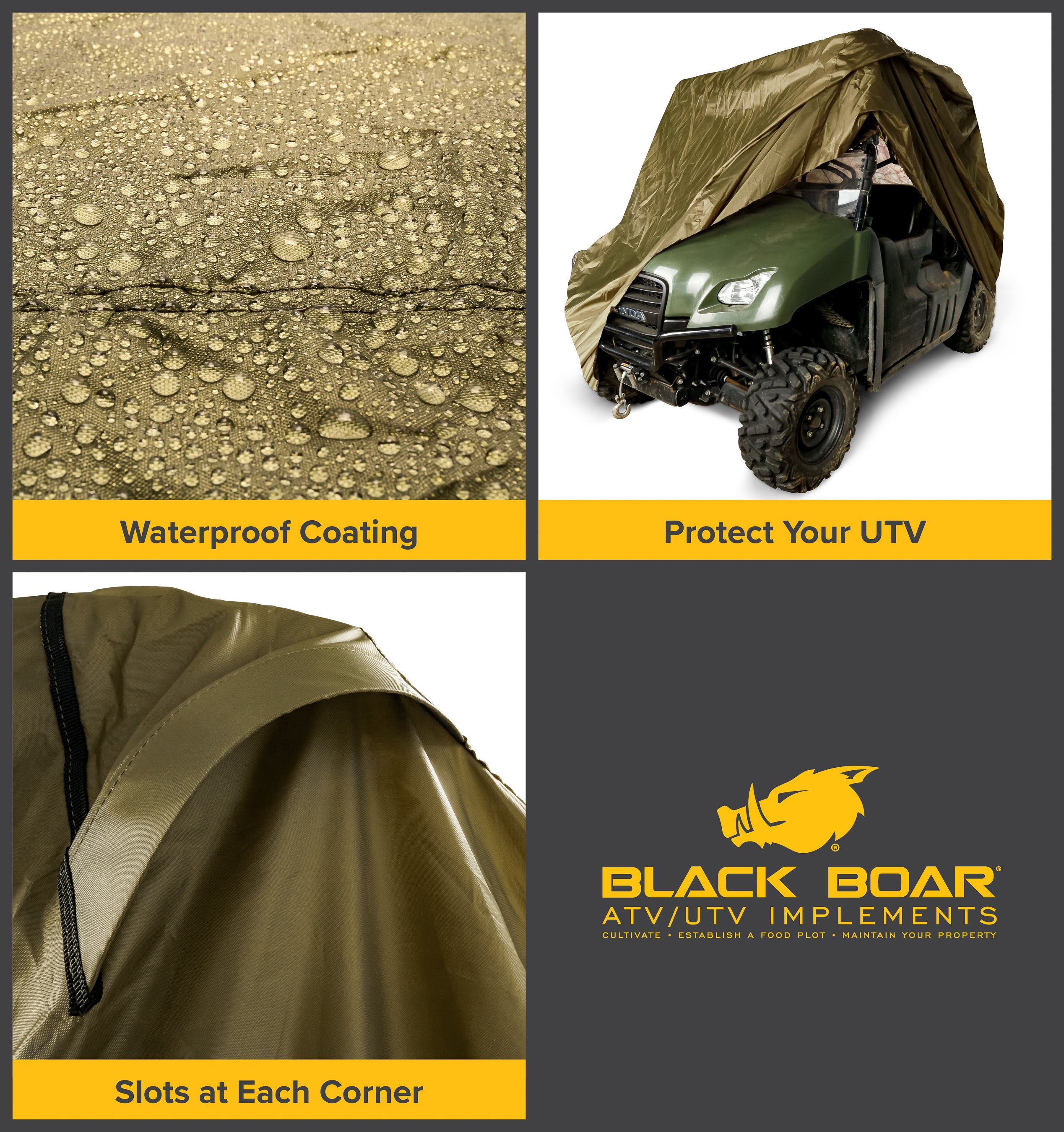 Black Boar UTV Cover, Olive - Black Boar ATV