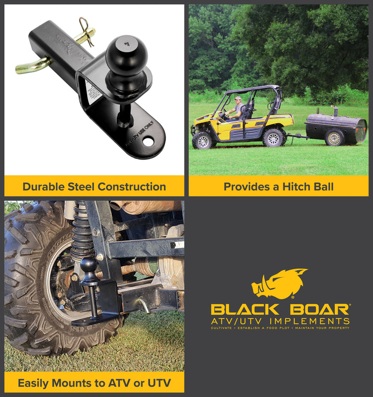 Black Boar ATV Multi-Hitch Ballmount - 2” Ball and 2” Shank - Black Boar ATV