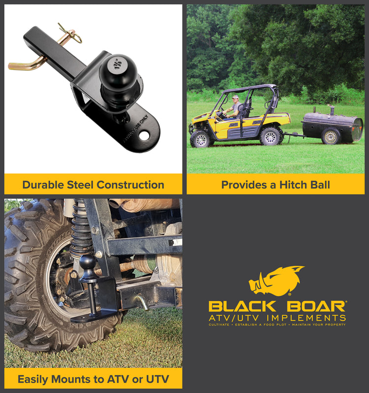 Black Boar ATV Multi-Hitch Ballmount - 1-7/8” Ball and 1-¼” Shank - Black Boar ATV