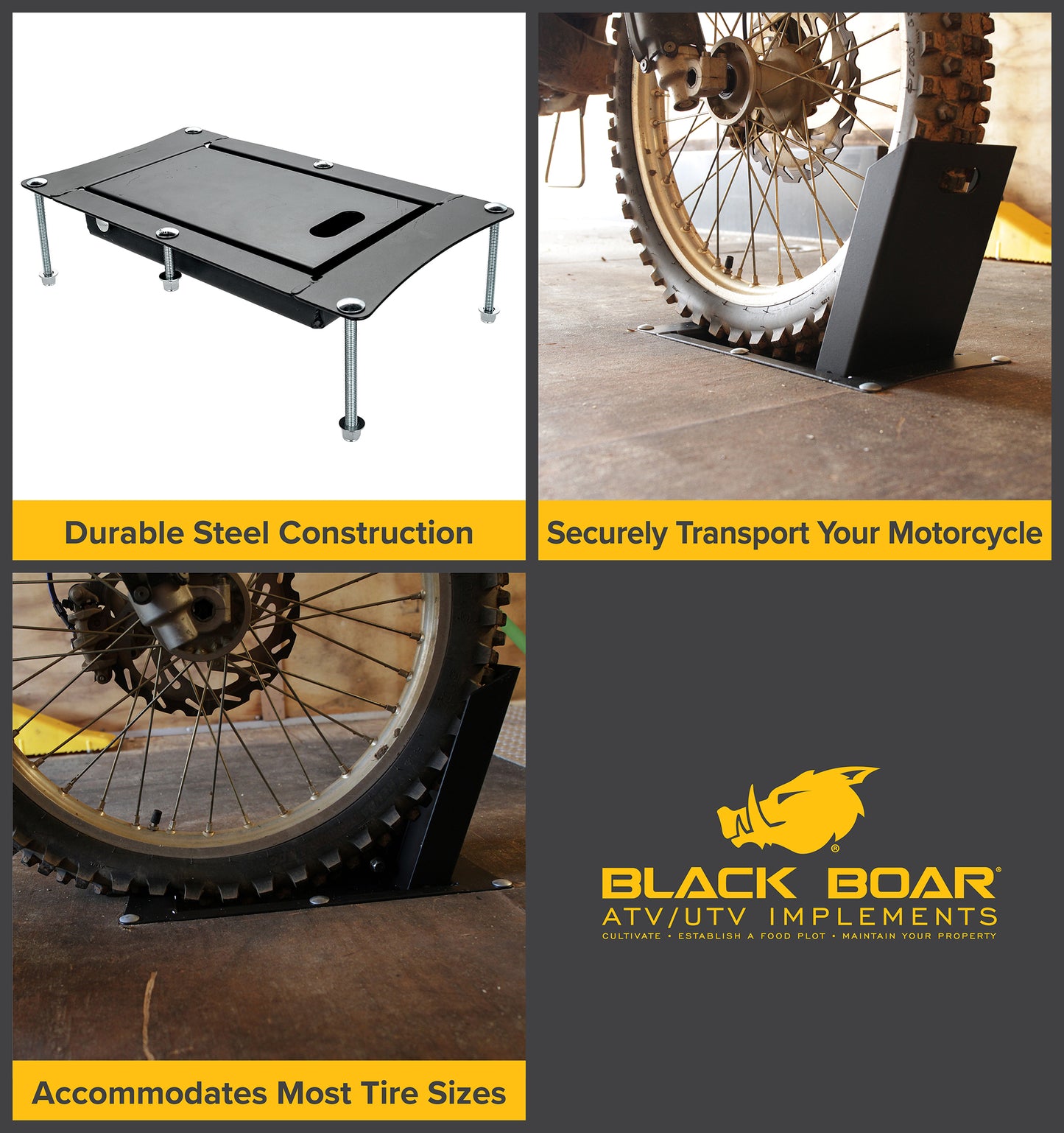 Black Boar Recessed Motorcycle Wheel Chock