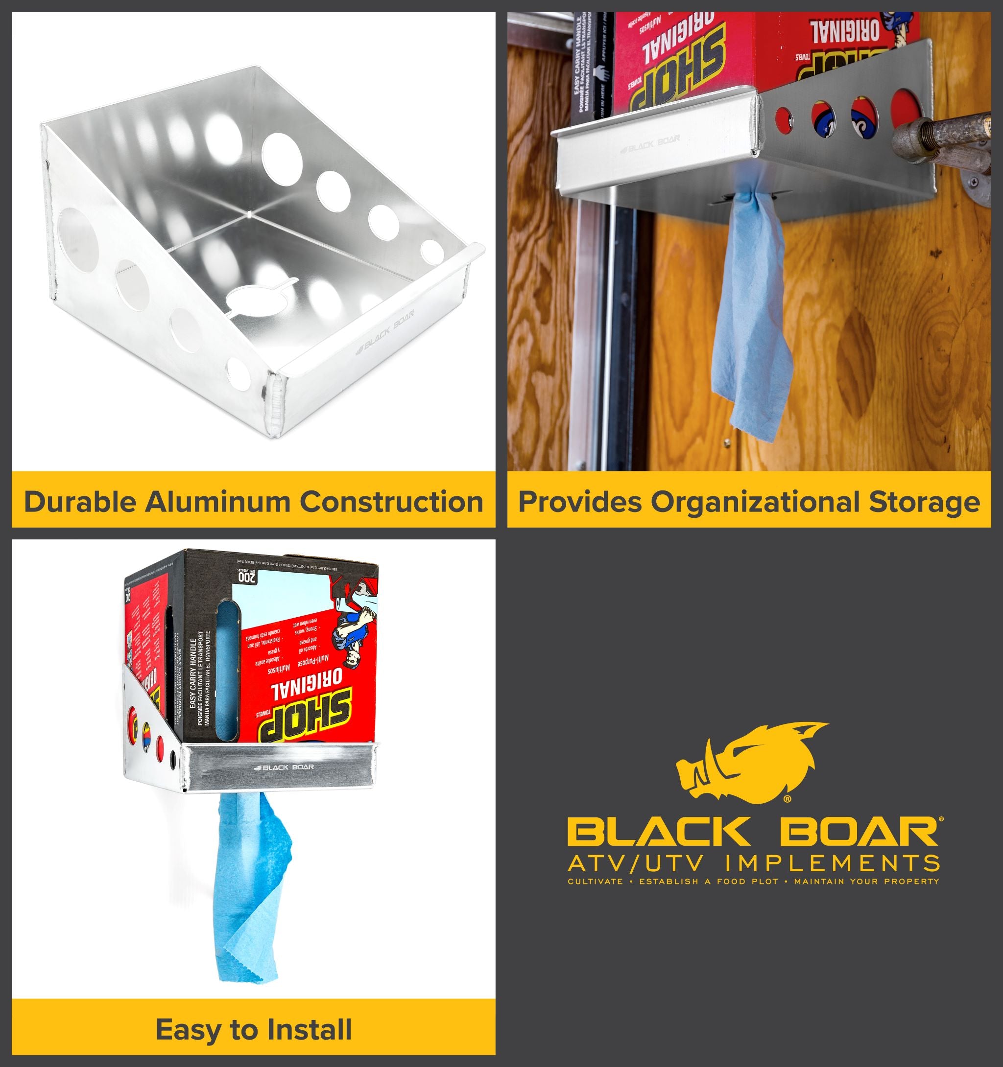 Black Boar Aluminum Rag Box Holder - Black Boar ATV