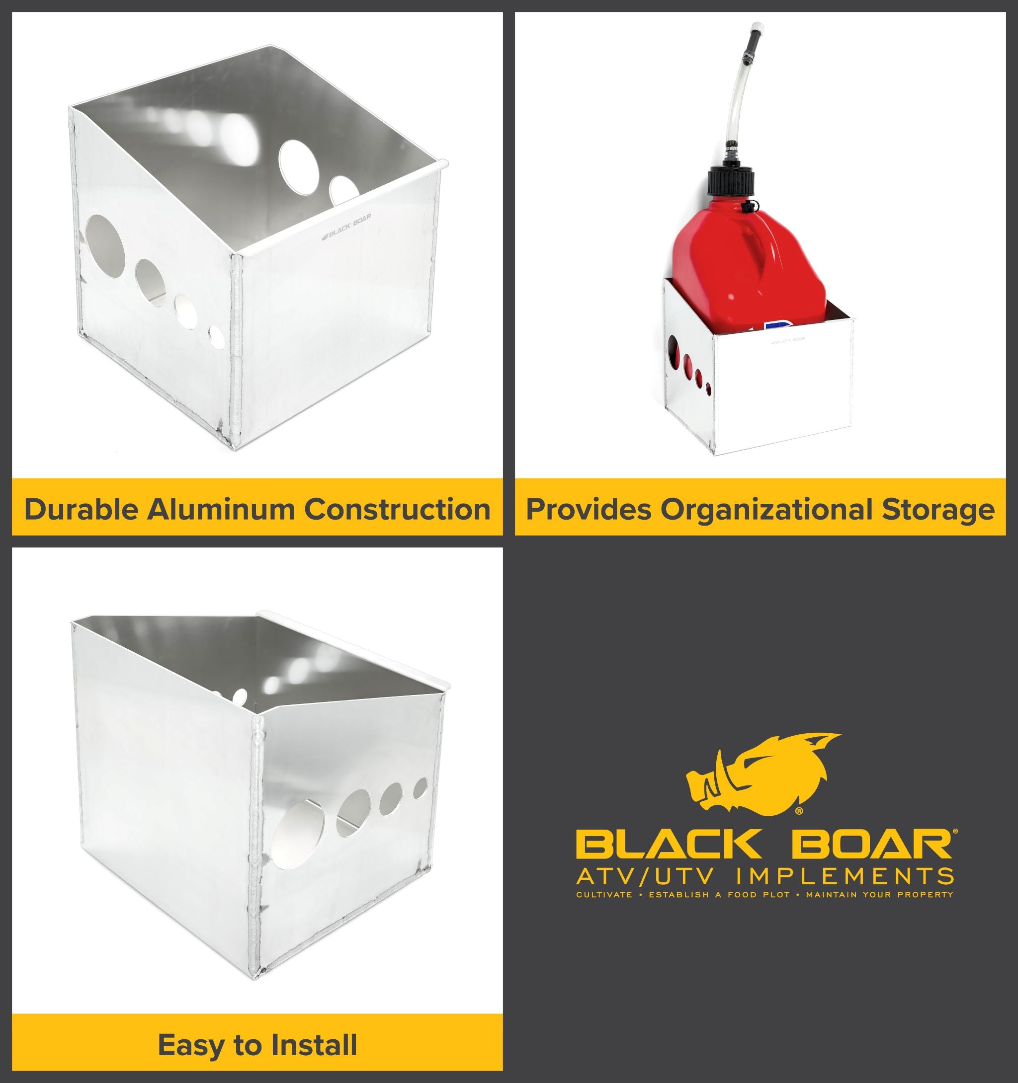 Black Boar Aluminum Single Fuel Jug Storage - Black Boar ATV