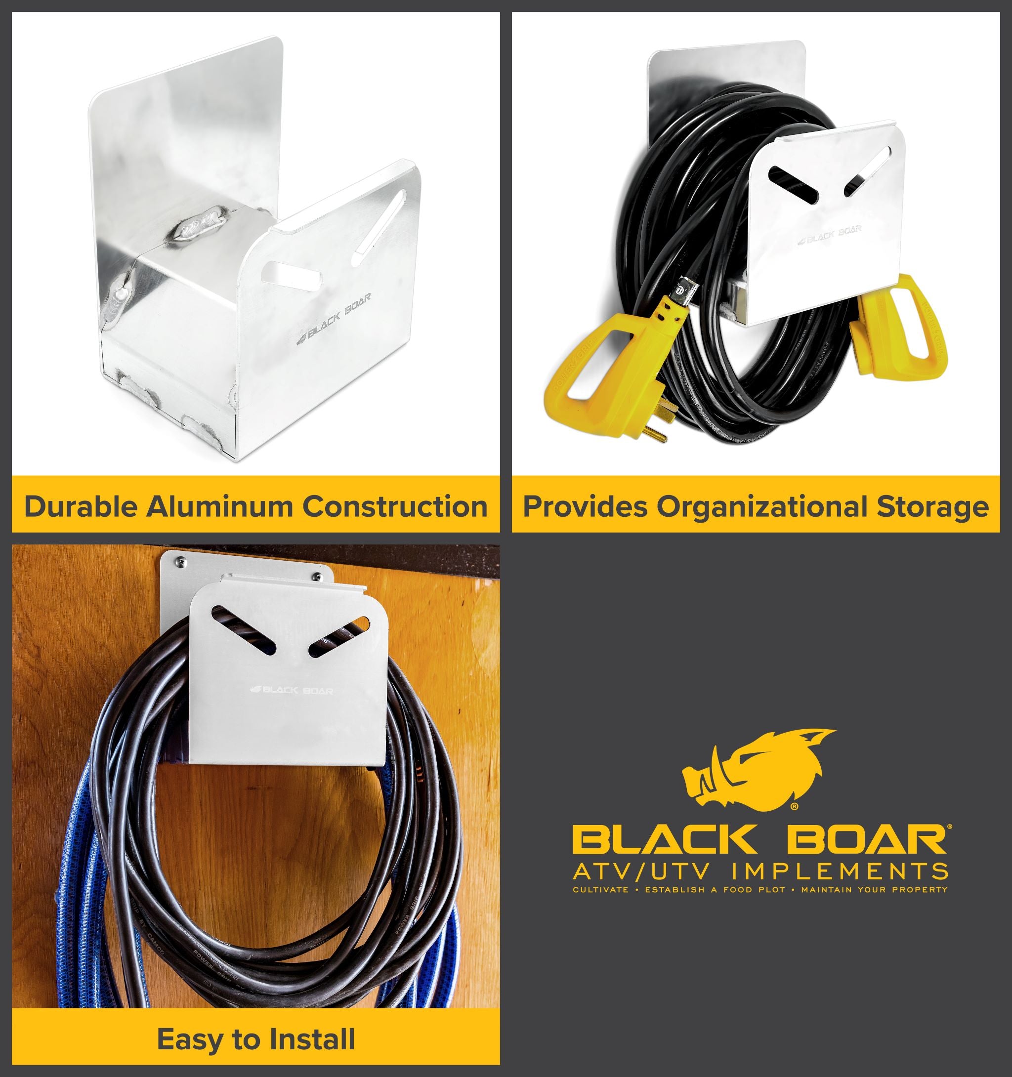 Black Boar Aluminum Hose and Cord Holder ­ - Black Boar ATV