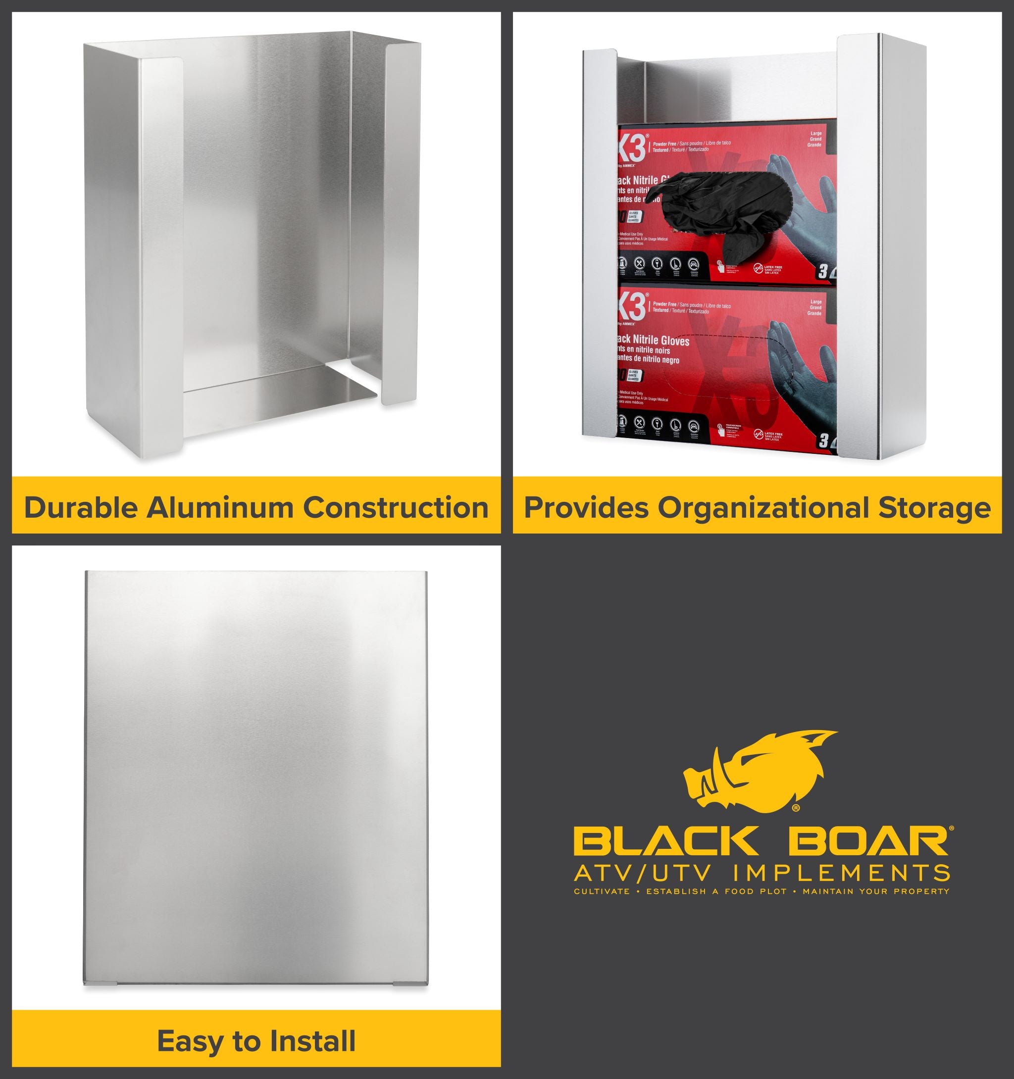 Black Boar Aluminum Boxed Glove Dispenser - Black Boar ATV