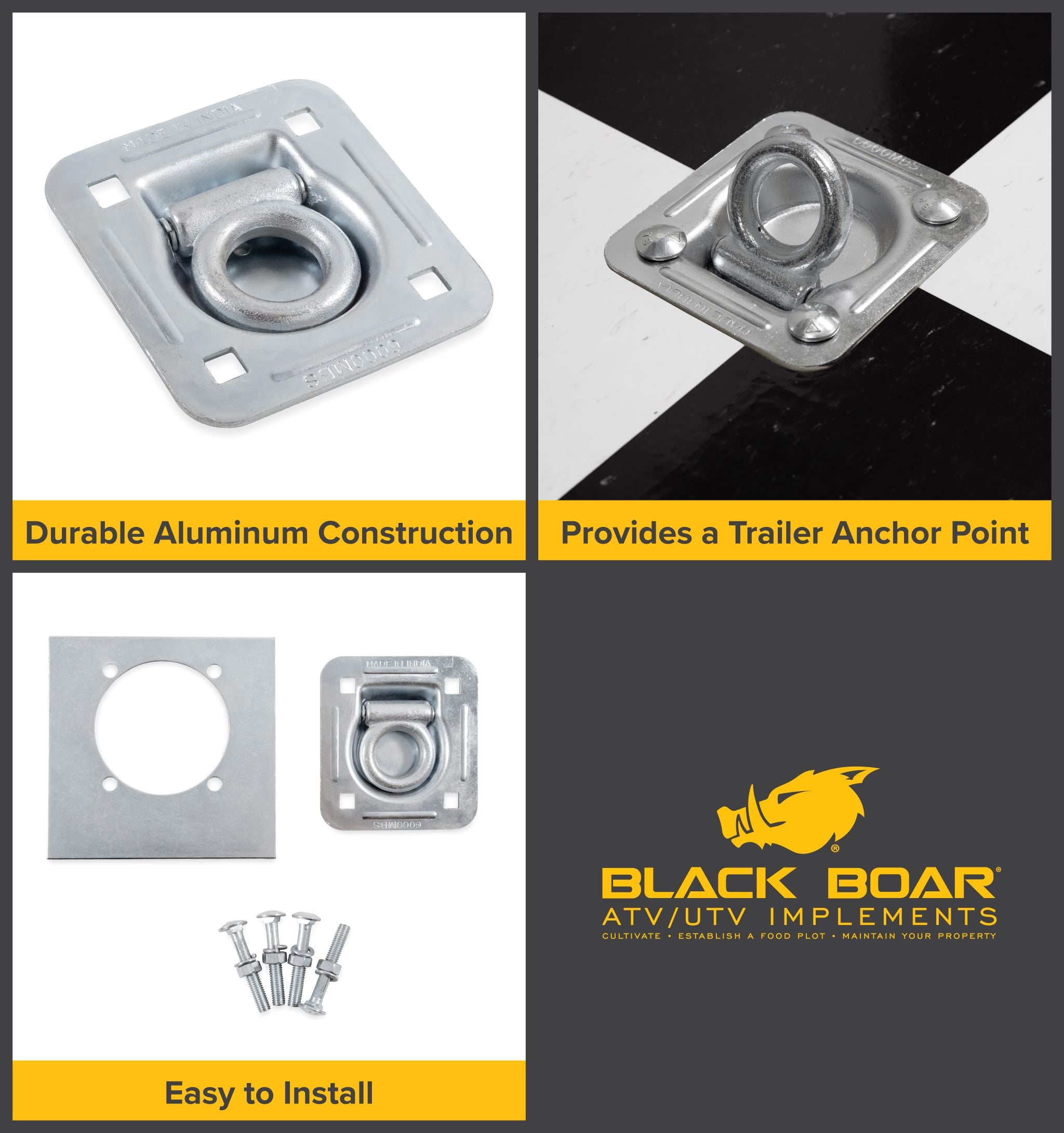 Black Boar D-Ring Recessed Floor Anchor - Black Boar ATV